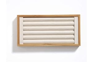 Coward Bamboo Ring Display Holder Jewelry Storage Tray Organizer Ring Stand For Home Desk or Shop Store Selling Show(beige)