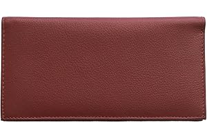 123 CHEAP CHECKS Burgundy Basic Genuine Leather Checkbook Cover For Men & Women