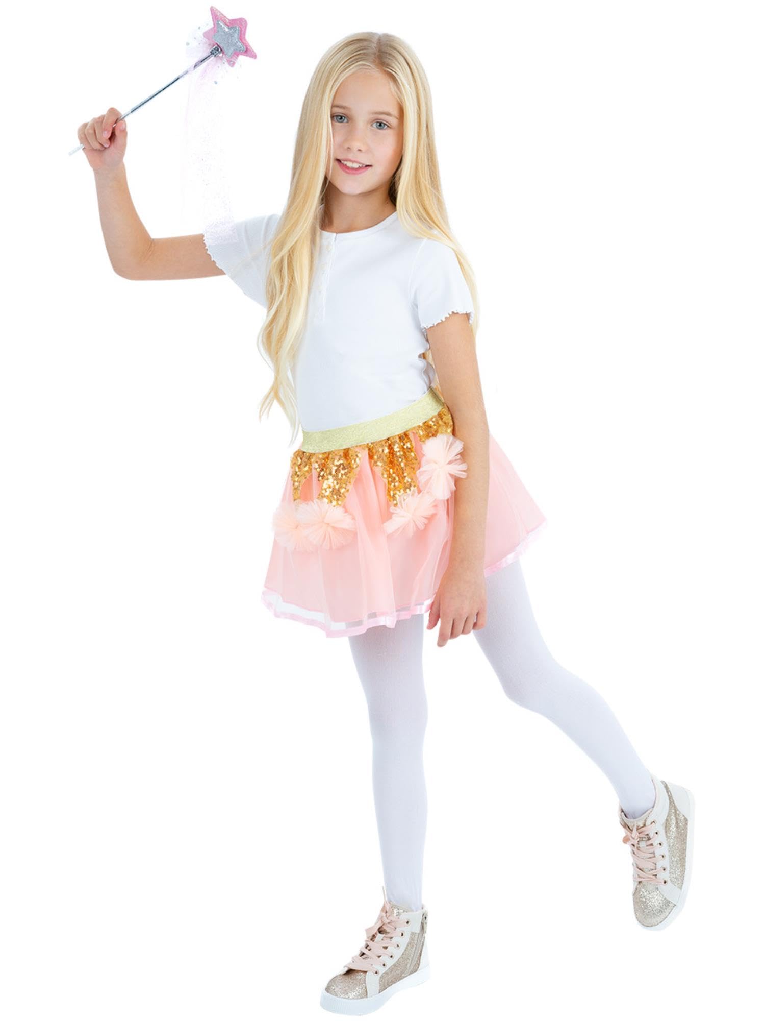 Smiffys Pretty Princess Tutu Kit with Tutu & Wand, Girls Fancy Dress, Child Dress Up Accessories