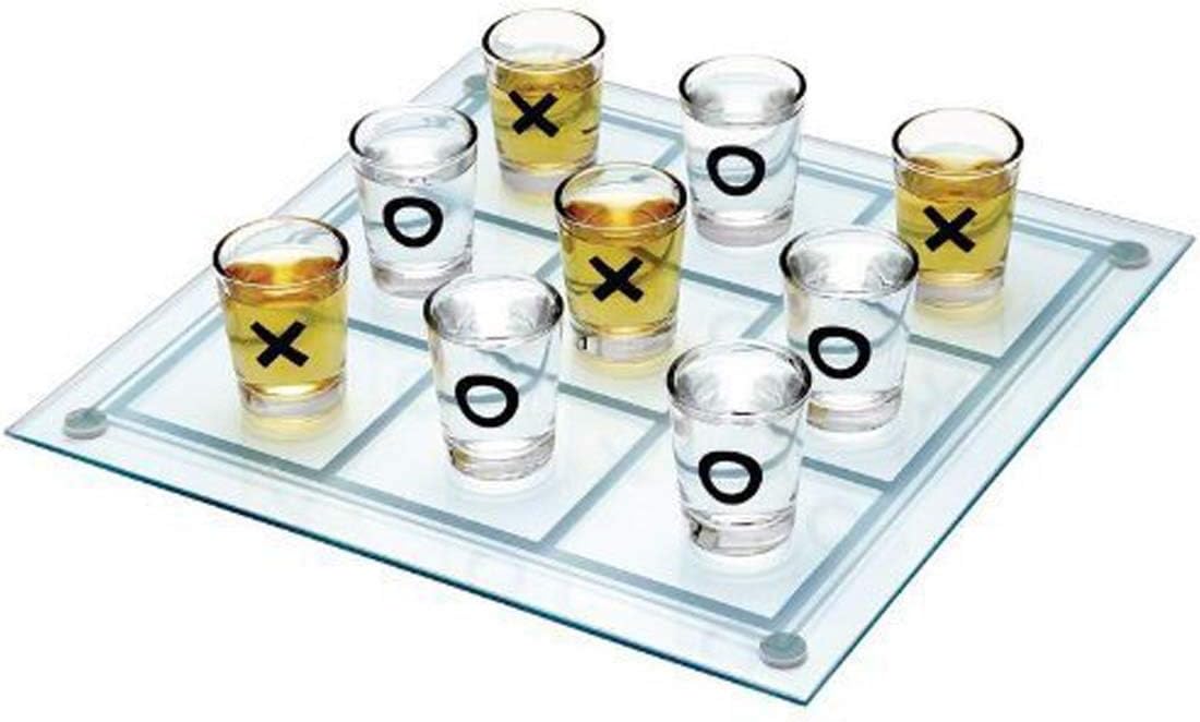 PACKNBUY Shot Glasses Set of 9 Drinking Game Tic Tac Toe