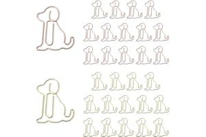 OWLFAVO 30pcs Puppy Shape Paper Clips with Clear Box, Rose Gold and Yellow Gold, Funny Cute Paperclips Bookmarks Planner Clips for Fun Office Supplies School Gifts Wedding Decoration