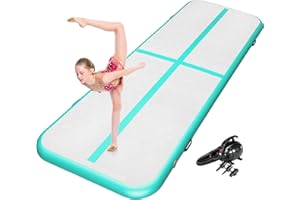 ZENOVA Inflatable Gymnastics Mat Tumble Track Air Tumbling Mat Air Roller 10FT/13FT/16FT 4 inches Thickness for Home Use Tumbling, Training, Cheerleading,Yoga,Water with Electric Air Pump