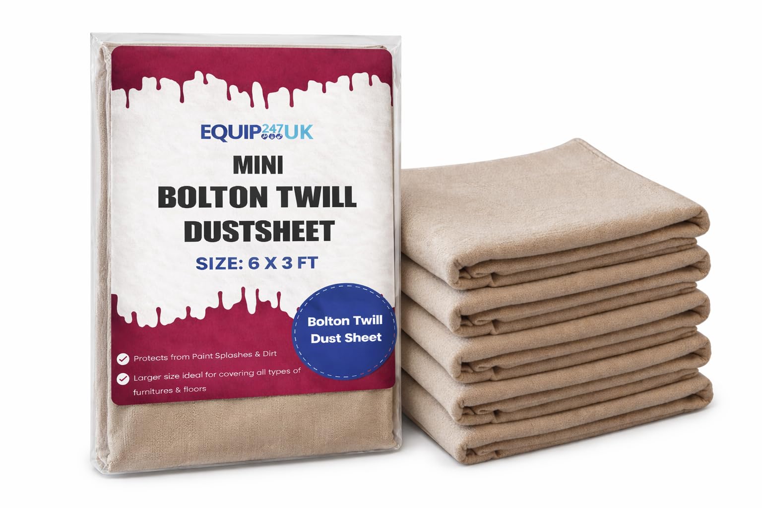 5 x Heavy Weave Cotton Twill DUST Sheet MBT 6ft x 3ft - 1.8m x 0,9m