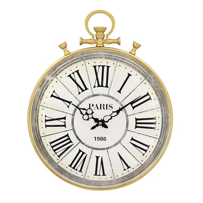 LIOOBO Vintage Retro Clocks Pocket Watch Style Wall Hanging Clock Large