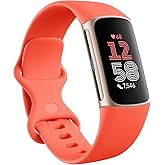 Google Fitbit Charge 6 - Fitness Tracker - Gold/Coral | Google apps, heart rate on exercise equipment, 3-month Google Health Premium membership included, small and large bands