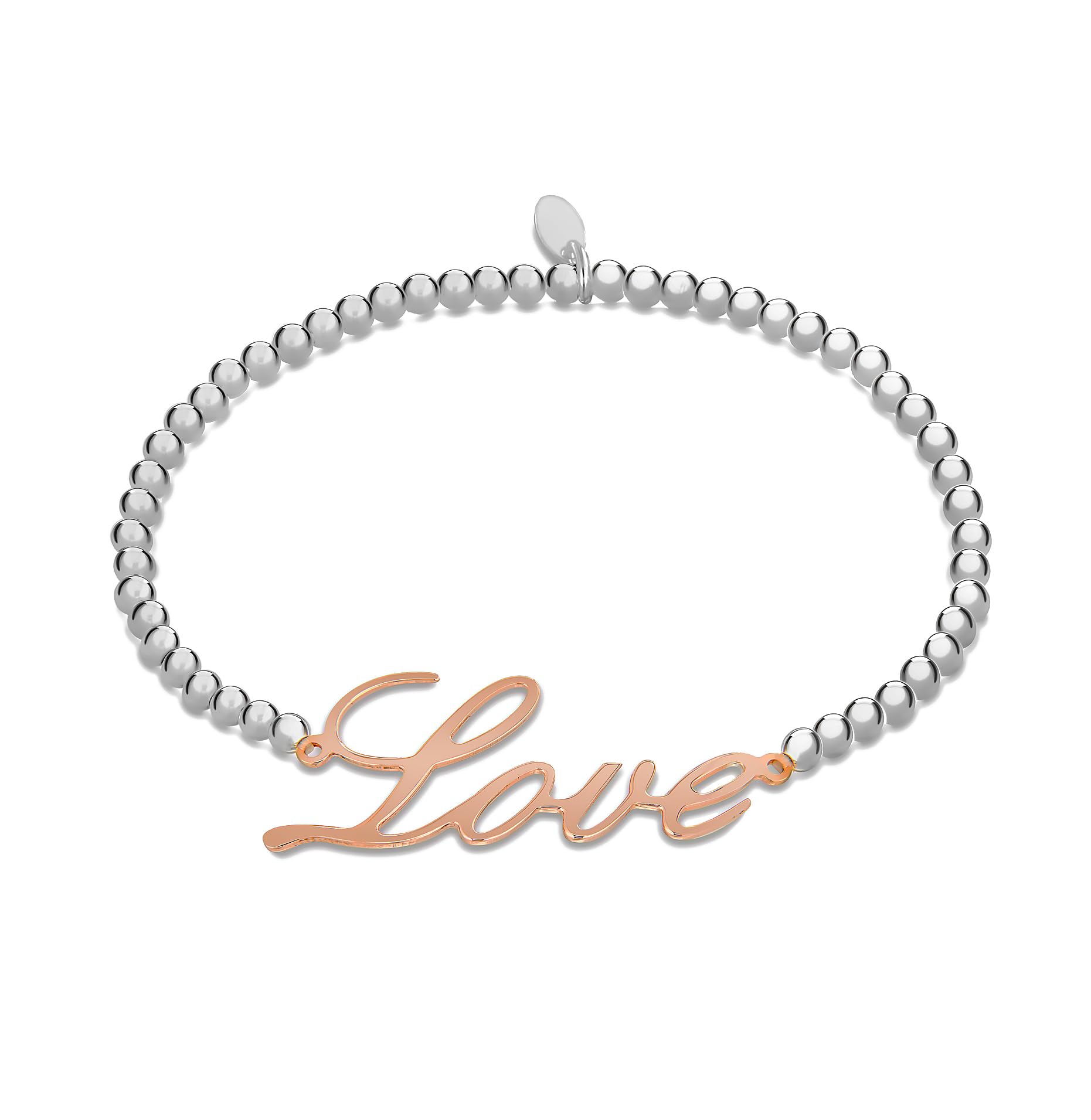 Tuscany Silver Women's Sterling Silver 2 Tone Love Ball Bracelet of 18cm/7"