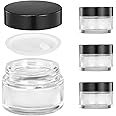 ZIYIZE 1oz Glass Jars with Lids, 4 Pack Clear Small Glass Jars with Lids and Inner Liners, 30 ml Reusable Small Glass Containers for Creams, Lotion, Cosmetic, Spice, Powder