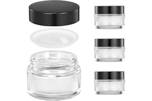 ZIYIZE 4 Pack Clear Small Glass Jars with Lids and Inner Liners, 30 ml Reusable Small Glass Containers for Creams, Lotion, Cosmetic, Spice, Powder