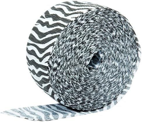 (2 pack) Black and White Zebra Stripes Animal Print Crepe Paper Streamer (85 ft) Great for any zebra, jungle, or safari theme party