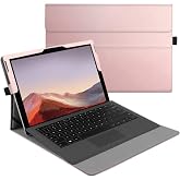 Fintie Case for 12.3 Inch Microsoft Surface Pro 7 Plus/7/6/5/4/3 Tablet | Multiple Angle Viewing Portfolio Business Cover,Type Cover Keyboard Compatible (Rose Gold)