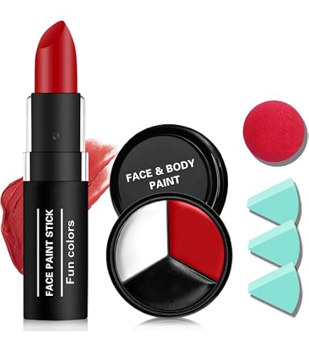 Go Ho Pintura Corporal Facial En Blanco Y Negro 4 Onzas Para Maquillaje De Halloween A Base De Agua Blanco Negro Esqueleto De Vampiro Payaso