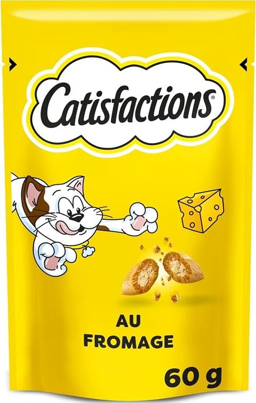 Friandises pour chat au Goût Fromage - Lot de 6 Sachets de 60g - Récompenses Pour Chats Adultes et Chatons