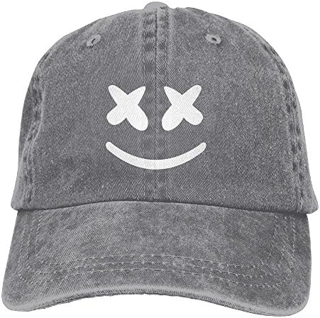 Kodggkh Cool Marshmello Face Plain Adjustable Cowboy Cap Denim Hat For Women and Men