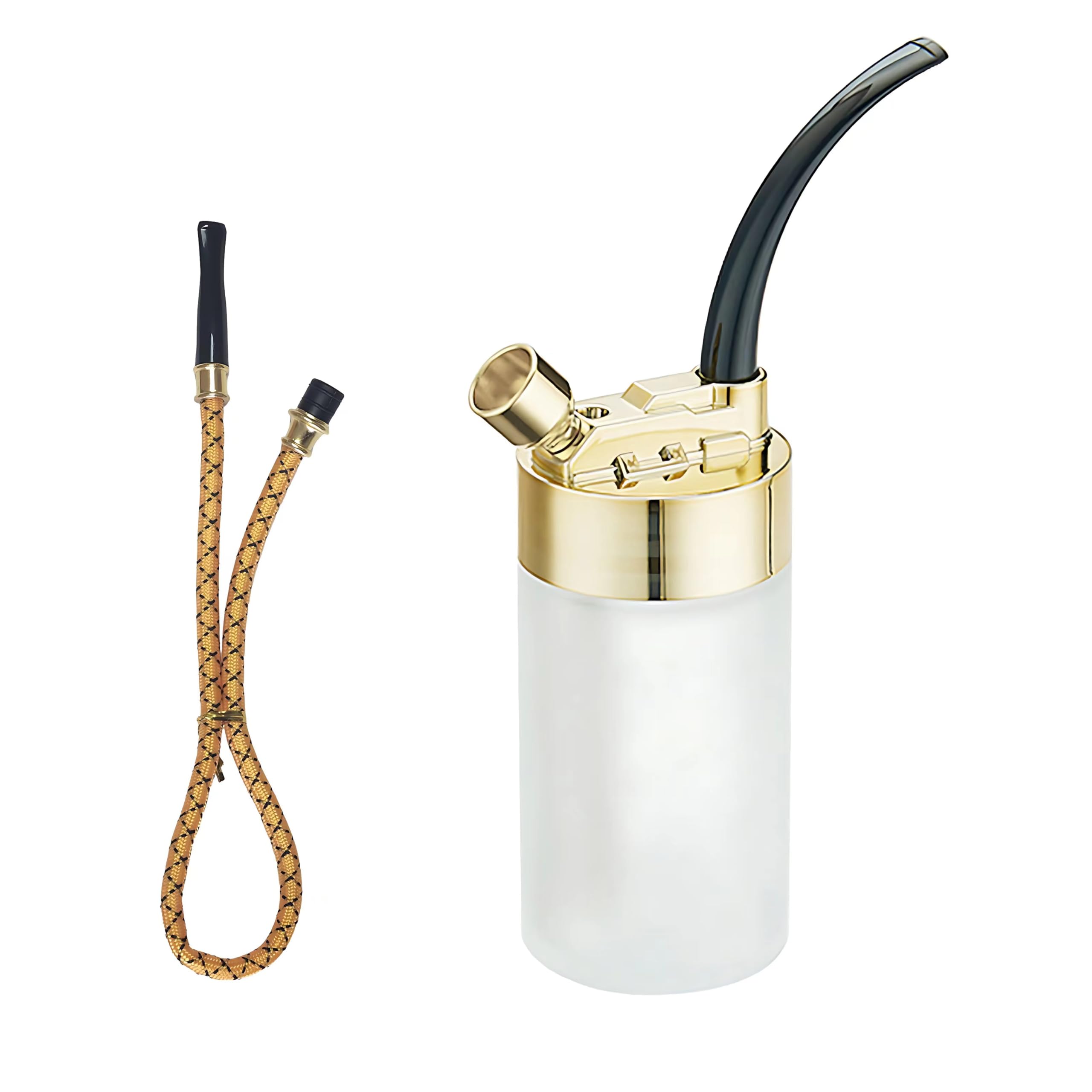 HYO&JSIN Portable Hookah Set with Hose Mini Hookah Mini Shisha Handheld Size Great For Car Travel Glass cylindrical design for easy cleaning