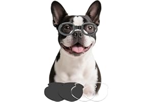 Namsan Clear Dog Goggles Small to Medium Dogs, with Black Replaceable Lenses, UV Protection Sunglasses for Dogs Small Breeds,