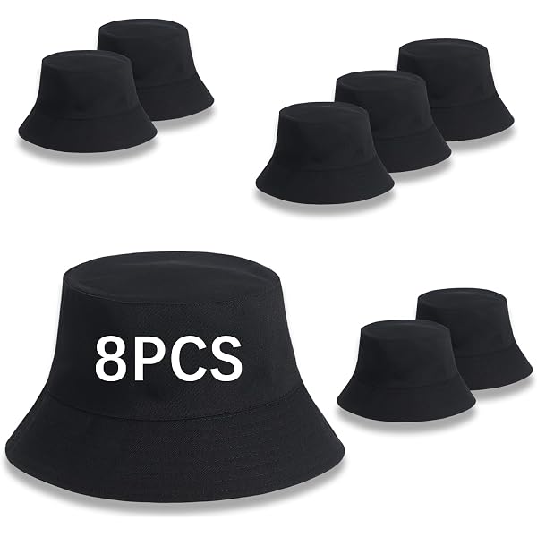 Sublimated Bucket Hats Bulk Solid Color Unisex UV Protection Foldable 12 PCS White Hats Sublimation Blank Bucket Hat Bulk,Double  main image 3