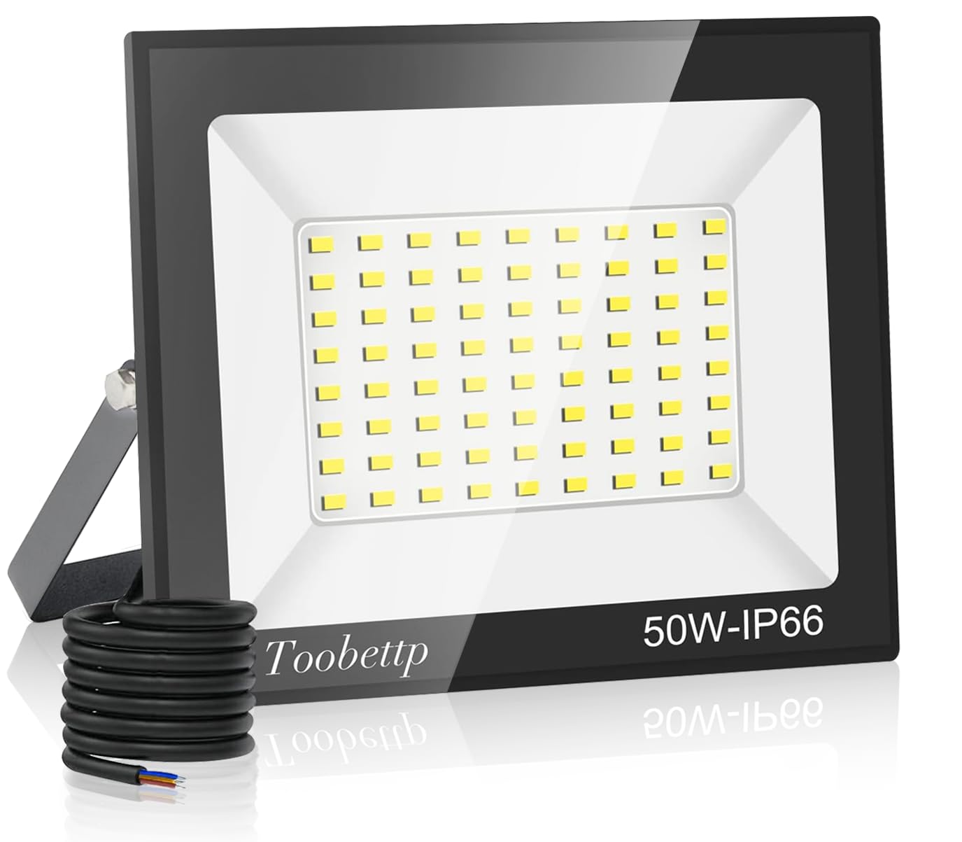 toobettp Outdoor LED Floodlight, 50 W LED Outdoor Spotlight 5000 LM Cool White 6500 K IP66 Waterproof Super Bright for Garage, Garden, Terrace, Parking
