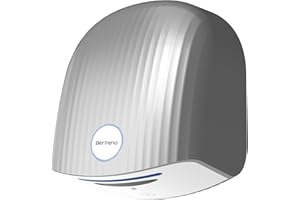 Bertreno Commercial Hand Dryer Bathroom 110V Compact Electric Hand Dryers for Bathrooms Commercial High Speed Plug in Hand Dryers Home LED Work Light and Low Noise Silver
