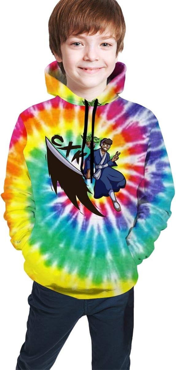 CoryxKenshin Rainbow Tie Dye Boys'and Girls' Teen Hooded