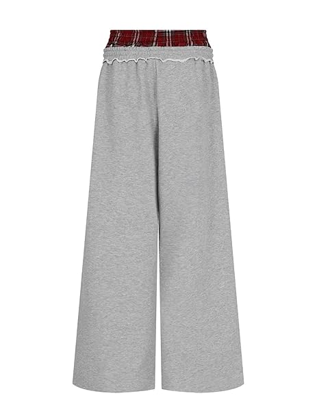 AELFRIC EDEN BAGGY WIDE LEG SWEATPANTS FOR WOMEN MEN DOUBLE ELASTIC WAISTED STREETWEAR Y2K CASUAL LOUNGE PANTS TROUSER WITH POCKETS GREY SMALL