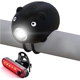AaiLucky Kids Bike Lights for Night Riding, Girls Bike Light and Horn 2 in 1, Rechargeable Scooter Headlight and Taillight Set, 5+3 Modes, Cute Bicycle Accessories for Women, Boys