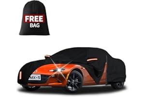 FiveFox Upgraded Car Cover Custom Fit for Mazda MX-5 Miata 1989-2024 2025, Waterproof All Weather Full Exterior Cover Sun Rain Snow Protector for Automobiles with Door Zipper