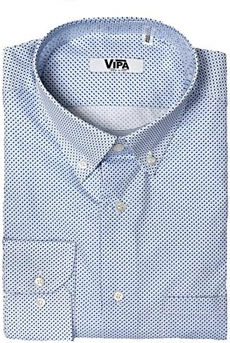 VIPA man's shirt model CORSIE white-colored, textured polka dot blue and blue
