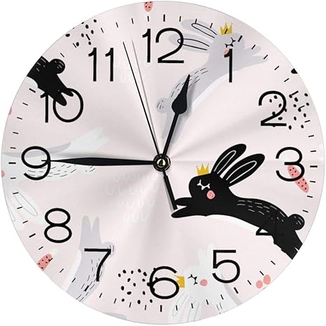 Amazon Co Jp インテリア 掛け時計 可愛いウサギ 白黒 グレー 壁掛け時計 丸い 飾る時計 連続秒針 サイレント ウォールクロック デジタル コンパクト ウォールクロック 部屋 客室 教室 部屋装飾 贈り物 新築 開業 ホーム キッチン