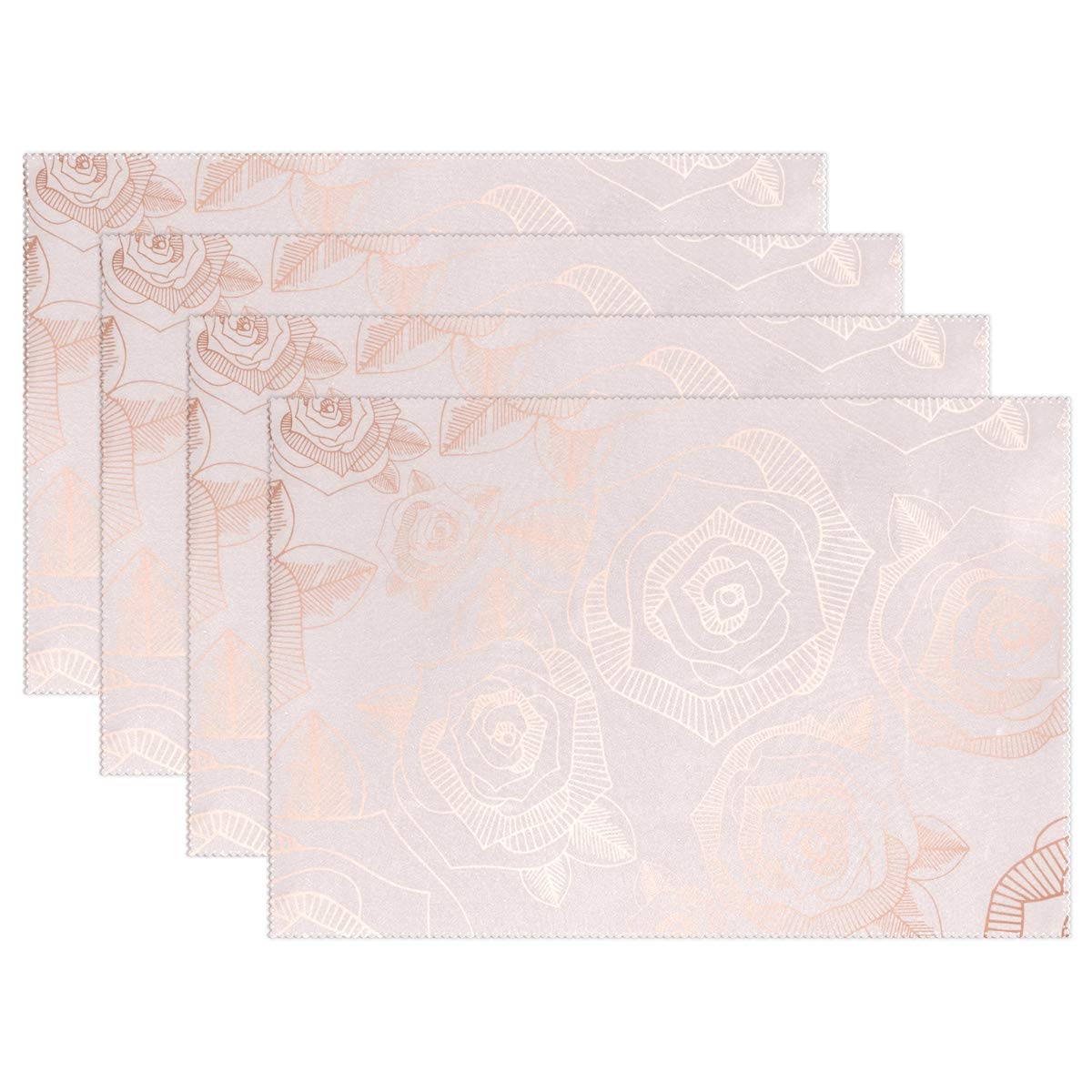 Placemats Rose Gold Place Mats Dining Table Mats Waterproof Non-slip Nonstick Heat Resistant Christmas Decoration 4pcs