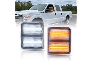 NJSBYL Led Side Mirror Marker Lamp For Ford F250 F350 F450 F550 Super Duty 2008 2009 2010 2011 2012 2013 2014 2015 2016 Switchback White Led Running Parking Light Amber Led Turn Signal Light Clear Lens