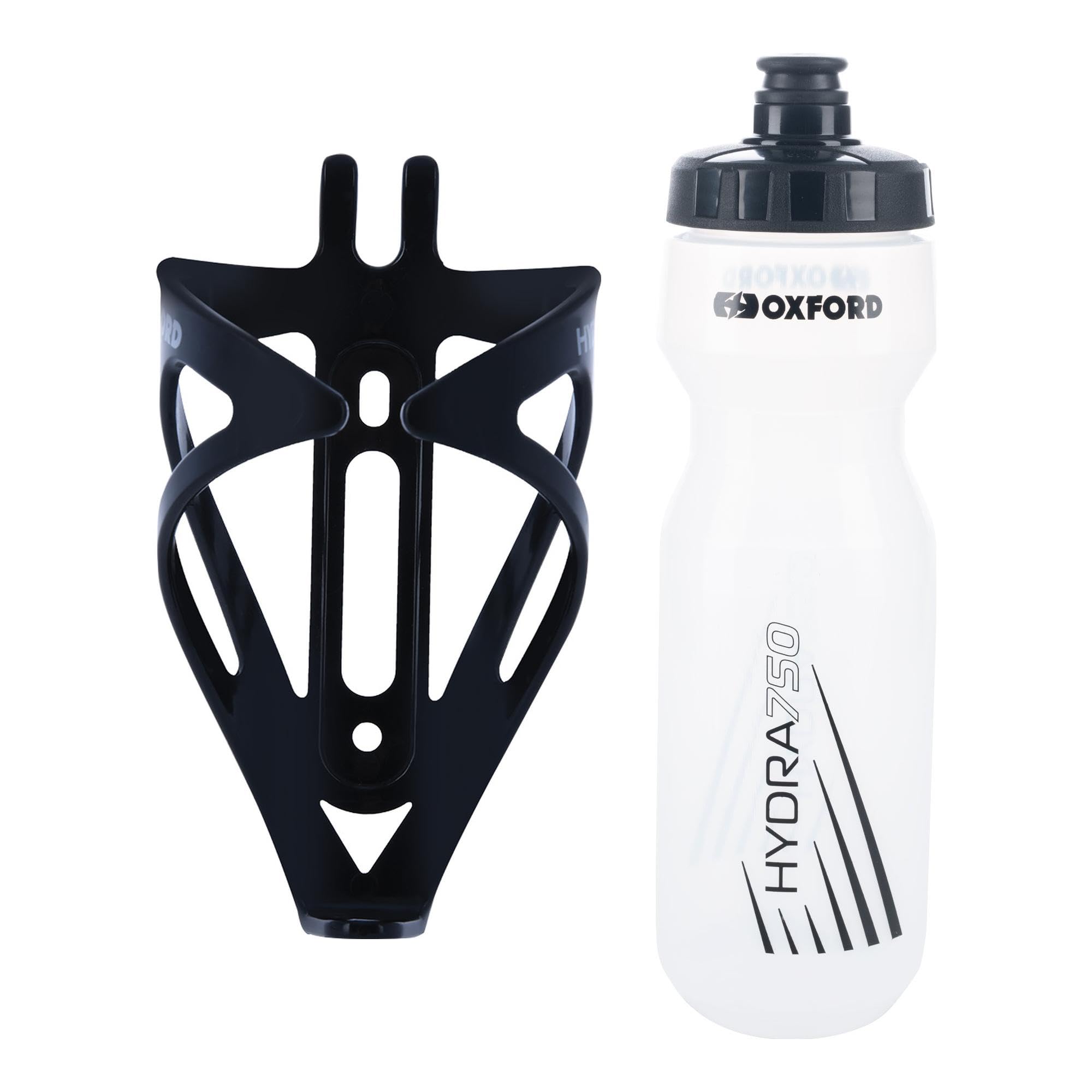 Oxford Bike Bottle Holder and 750ml Clear BPA-Free Water Bottle Set - Durable Matt Black Cage, Universal Fit for Road and Mountain Bikes, Easy Install - Perfect for Outdoor Cycling and Hydration