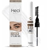 HECI BEAUTY Clear eyebrow Gel,Wax Hybrid brow gel with Dual Brush,8ml | 2in1 brow Lamination gel and wax with built-in brush and comb; provides strong hold, waterproof, long-lasting feathered look