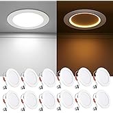 Ensenior 4 Inch 5CCT LED Pot Lights with Night Light 12 Pack, Retrofit Recessed Led Ceiling Lighting, Baffle Trim, Dimmable, 