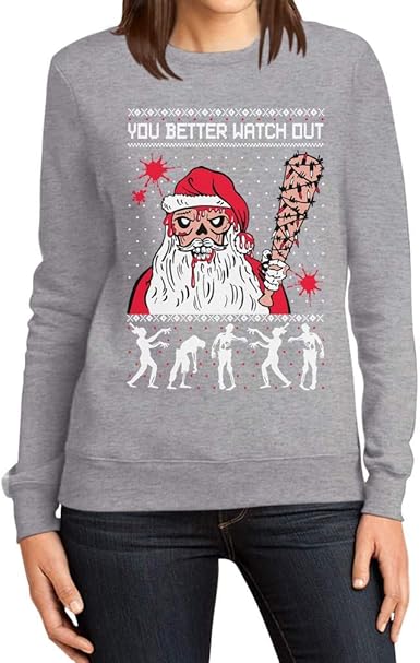 Babbo Natale Zombie.Shirtgeil Ugly Christmas Babbo Natale Zombie Spaventoso Felpa Da Donna Amazon It Abbigliamento