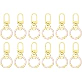 PATIKIL 12 Pcs Lobster Claw Clasp, Colorful Metal Keychain Clasp Swivel Hooks with Spring Key Rings Trigger Clips for Bag Door Key Chains DIY Craft Jewelry Making, Donut Light Yellow