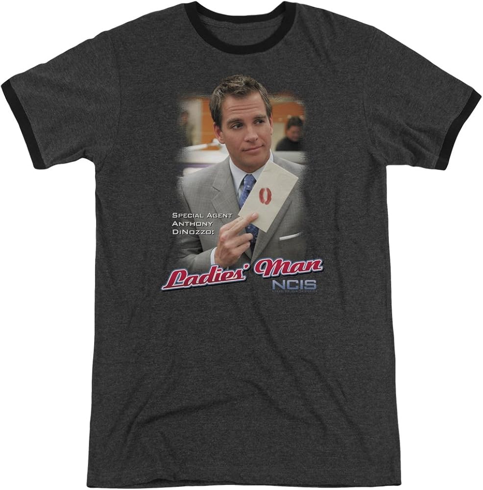 NCIS Ladies Man Unisex Adult Ringer T Shirt for Men and Women, Medium Charcoal: Amazon.ca 