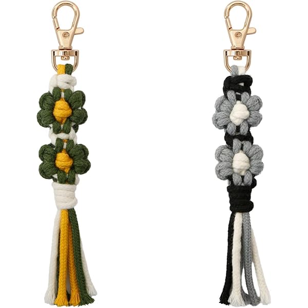 CHICIEVE 6 Pcs Macrame Wristlet Keychain,Boho Macrame