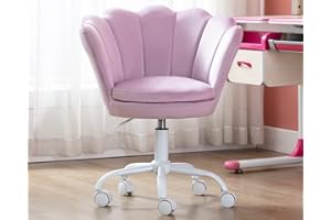CIMOTA Cute Kids Desk Chair,Velvet Bedroom Chair Adjustable Child Computer Chair Swivel Shell Vanity Chairs for Girls Bedroom/Study Room, Light Purple