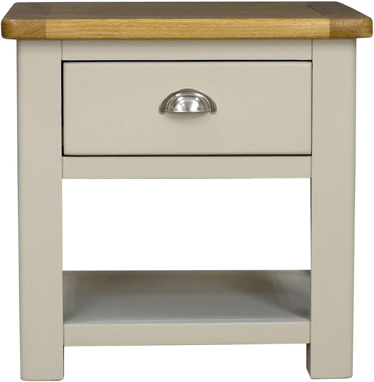 Aspen Painted Oak Sage Grey Lamp Table/Solid 1 Drawer Side End Table