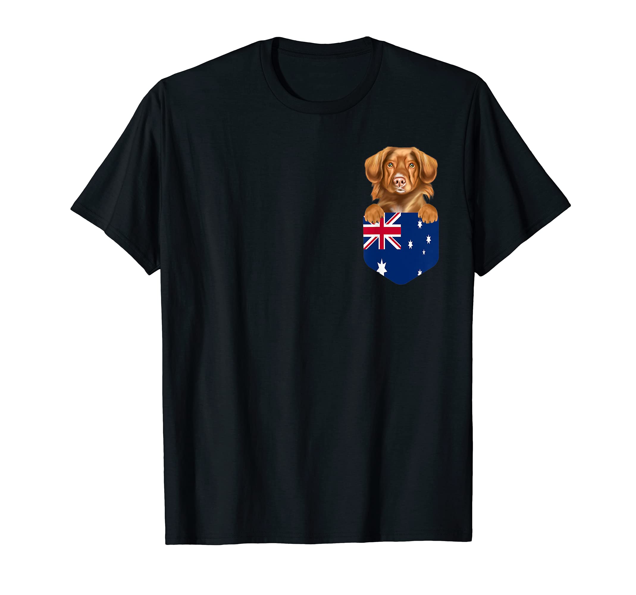 Australia Flag Duck Tolling Retrievers Dog In Pocket T-Shirt
