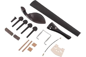 STOBAZA Ebony Violin Accessories 9pcs 4/4 Violin Parts Kit Tuning Pegs Chinrest Bridge Tailpiece for