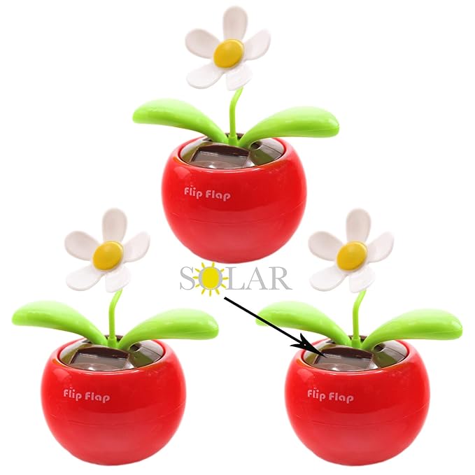 3x Solar Wackelfigur Blume, Blume mit Solar Wackelfunktion, weiß