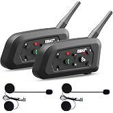 EJEAS V6 Motorcycle Bluetooth Headset, 2 Riders Motorcycle Intercom Helmet Communication System with Noise Reduction and Bluetooth 5.1 for Motorcycling Skiing and Climbing (2 Pack)