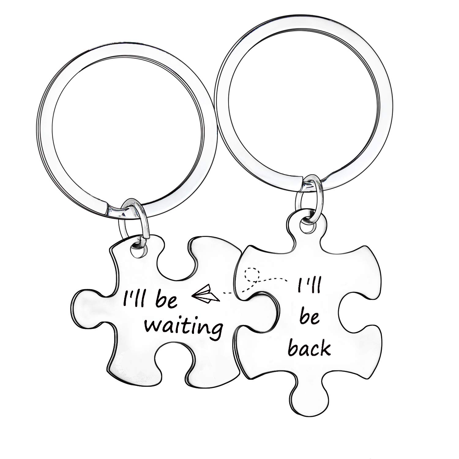 MADHAHEFU Couple Keyrings Boyfriend Girlfriend Gift Husband Keychain Valentine Day Gift Love Puzzle Jewellery (I'll be waiting)