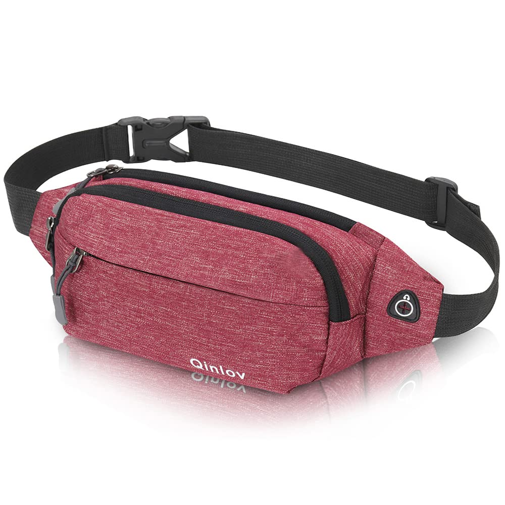 Waterproof Bumbags Running Belt Ligthweight Running Pouch Waist Packs Breathale Cycling Bum Bag Hiking Travel Dog wolking Waist Bag for Women Men Ladies Boys (Red)