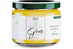 Organic Mandya – Clarified Butter | Grass Fed, Pasture Raised, Stress-Free Cattle, Lactose Free, Ethically Sourced | Fermented A2 Ghee (9.3 oz / 275 ml)