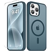 YENAPOON for iPhone 15 Pro Max Case, Matte Magnetic Phone Cover [with 1 Screen Protector] [Support for MagSafe] [Shockproof Military Grade Protection] Translucent Frosted Back, Lavender Gray