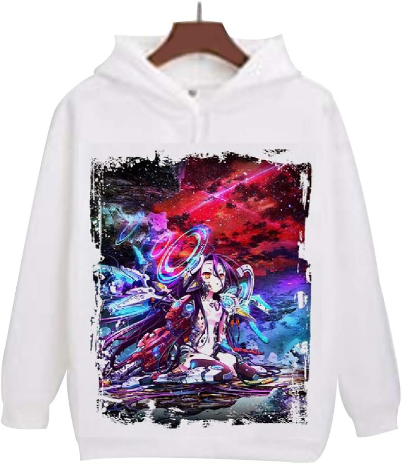 QIAOTT No Game No Life Anime Pullover,3D Print Fleece Cosplay Hoodies Sweatshirt for Anime Fans
