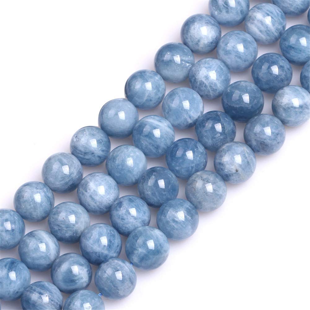 GEM-Inside Natural 12mm Blue Aquamarine Quartz Round Gemstone Semi Precious Loose Beads for Jewellery Making 15''