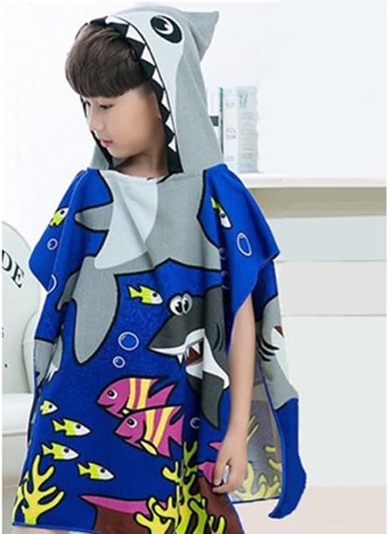 Kids Junior Beach Towel Changing Robe - Towelling Change Poncho/Dry Robe - Hooded Swim/Beach Towel Poncho